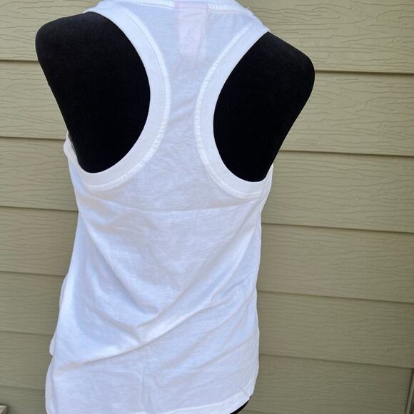 Nike racerback tank top, white with pink palm tree graphic, women's S - Picture 3 of 6